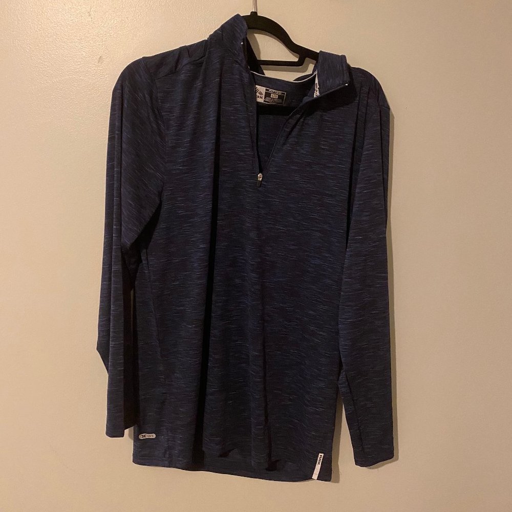 rbx active mens striped 1/4 zip fitted long sleeve